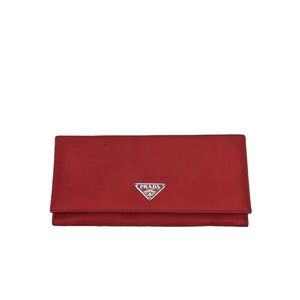 PRADA Triangular Logo Plate Long Wallet Nylon & Leather